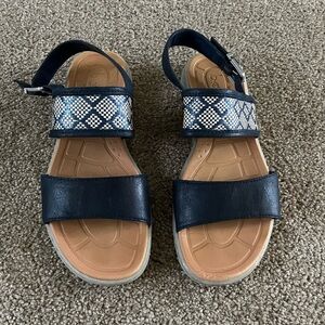 Boc Blue Rattan Open Toe Sling Back Sandals
